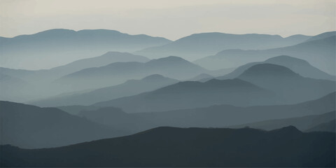 A serene morning mist blankets the blue mountain forest at sunrise as fog rolls through the valley landscape under a glowing sky

Would you like me to generate a similar descriptive string for a diffe