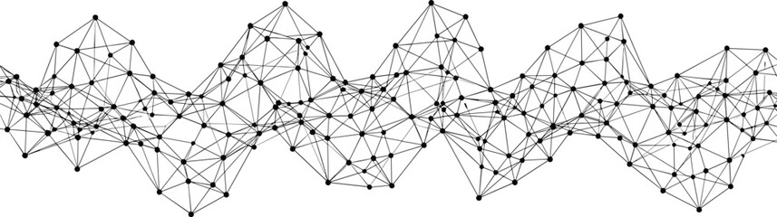Abstract black geometric plexus wave with connected lines and dots for digital network communication data science and cad drawing flat vector illustration © Heyy there