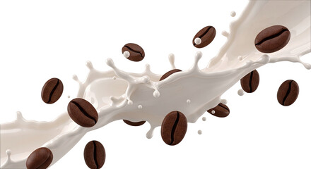 Coffee Beans and Milk Splash
