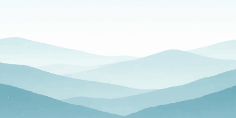 Scenic mountain landscape with a misty forest valley under a blue sunset sky where clouds and fog drift over the silhouette of a distant hill range at dawn  Would you like me to generate an image base © ayaat