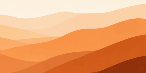 Vector illustration of a seamless abstract background featuring a sunset over orange desert sand dunes and an arid Sahara landscape with heat waves