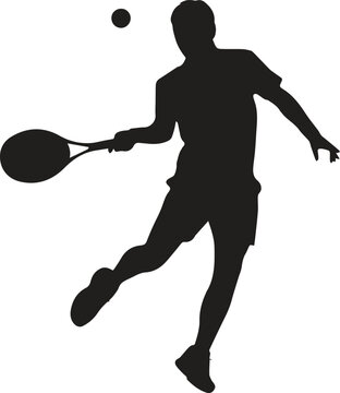 Tennis player silhouette serving ball isolated on transparent background vector