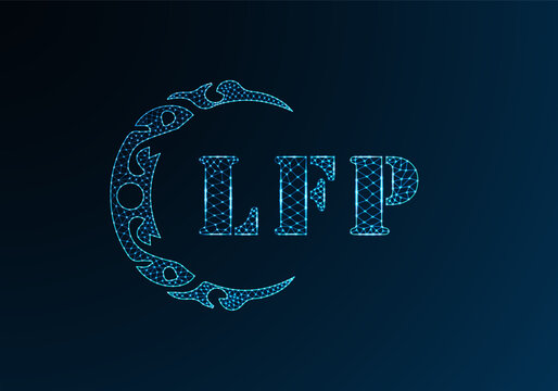 Low poly letter logo LFP design. LFP letter logo low poly vector design on blue color gradient background. LFP logo low poly design
