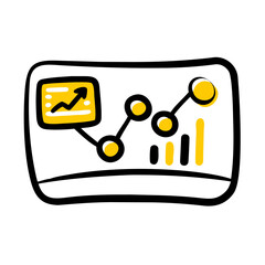 A modern graph with a photo frame and upward trending data points. Vector