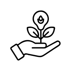 Hand holding a plant with a droplet symbolizing growth and sustainability Vector