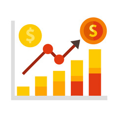 Graph showing upward trend with currency symbols indicating growth and profit Vector