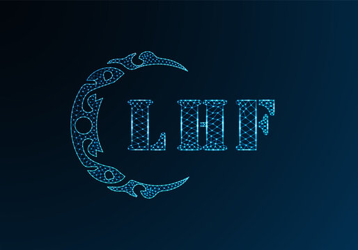 Low poly letter logo LHF design. LHF letter logo low poly vector design on blue color gradient background. LHF logo low poly design