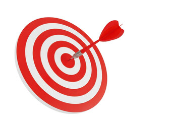 Red dart target with arrow isolated on transparent background