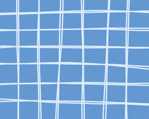 Blue checkered line vector pattern. Hand draw tablecloth texture. Seamless pattern for party invitation, greeting cards backgrounds.