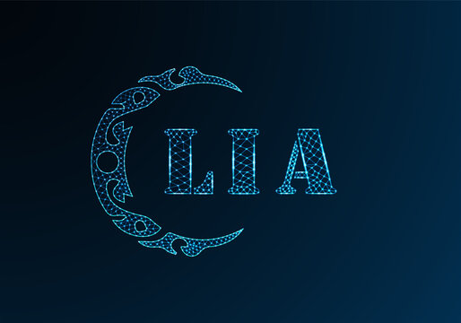 Low poly letter logo LIA design. LIA letter logo low poly vector design on blue color gradient background. LIA logo low poly design