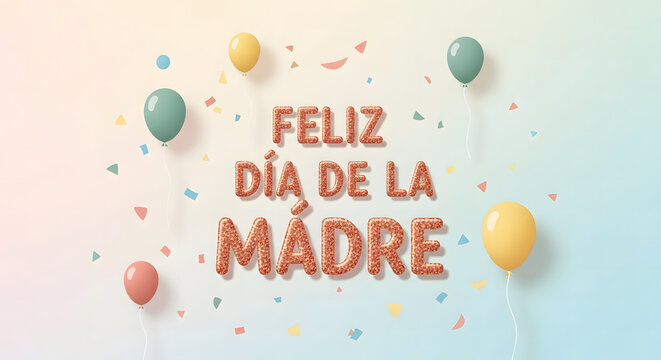 Feliz Dia de la Madre sparkling glitter text greeting card design. perfect for social media banners invitations website graphics or digital advertisements.