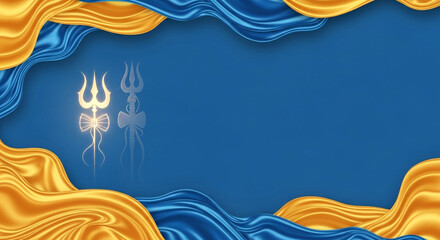 Lord Shiva Trishula Damaru Silk Frame Background