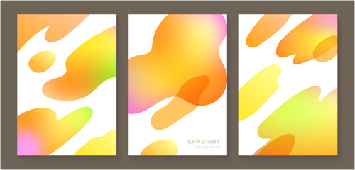 Abstract Fluid Gradient Background Set with Orange and Yellow Shapes