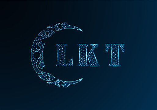 Low poly letter logo LKT design. LKT letter logo low poly vector design on blue color gradient background. LKT logo low poly design