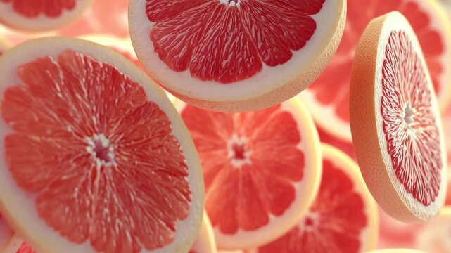 Grapefruit slices creating, Fresh grapefruit slices arranged in a circular pattern