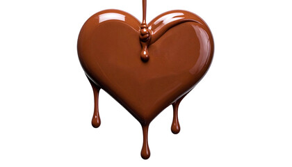 A heart-shaped form made of dark, glossy brown substance with liquid drips against black