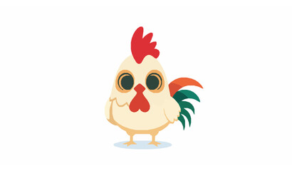 Obraz premium Adorable Rooster Mascot Flat Vector Illustration for Kids