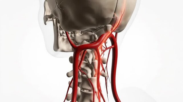Detailed Anatomical Illustration of Human Head and Neck Arteries