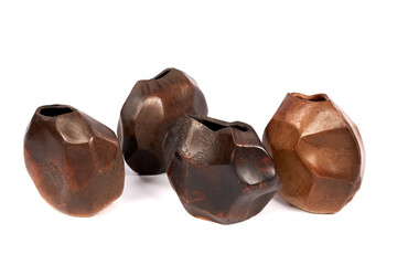 Ceramic vase in ancient style. Object isolated on white background