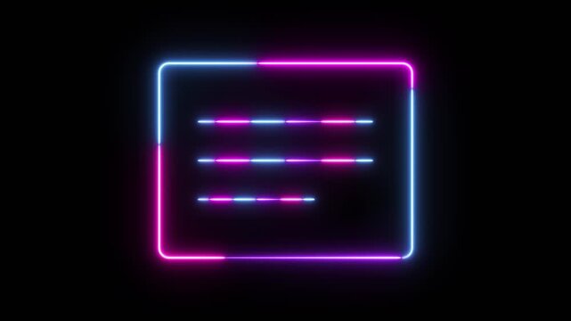 Neon Glowing Certificate Approval Icon Animation Digital Achievement Diploma Award Symbol Loop for Education Verification UI Interface