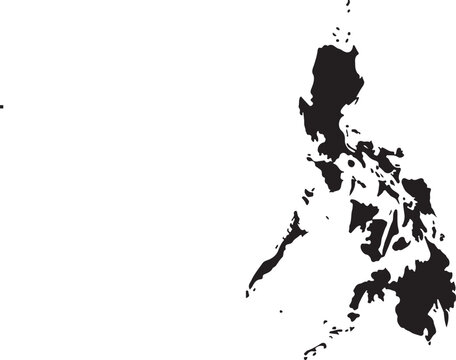 Philippines Silhouette Map with Borders - Detailed Archipelago Island Geography and Administrative Regions Vector