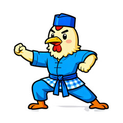 Naklejka premium Cute Chicken Wearing Betawi Traditional Costume Vector Sticker