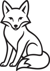 Obraz premium A classic line drawing of a fox sitting calmly in a natural pose