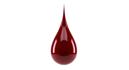 Fototapeta premium Single glossy red liquid drop in isolation on black background