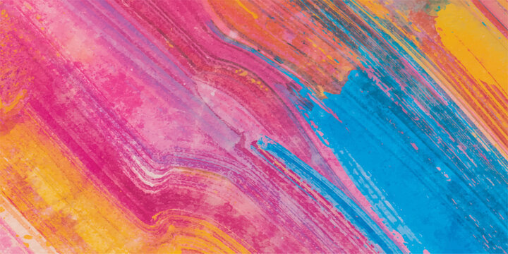 Vibrant rainbow paint on an old vintage wood texture creates a colorful grunge wooden background with a purple and pink watercolor pattern for a decorative textured paper design backdrop