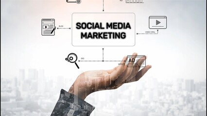 Social media marketing strategy with engagement metrics. Social marketing boosts media visibility....