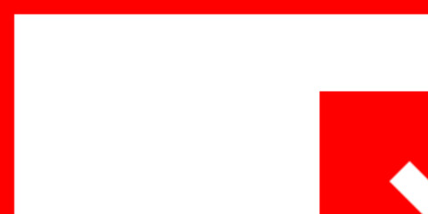 Obraz premium Red and White Arrow and Square: Bold geometric design featuring a dynamic red border with a directional white arrow set against a crisp backdrop.