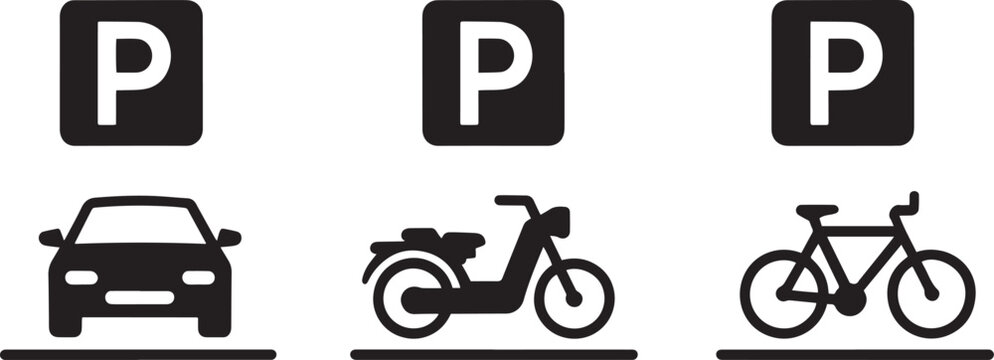 Collection of Parking Signs for Different Vehicles