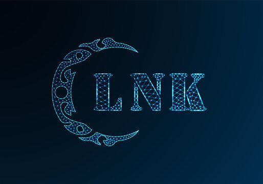 Low poly letter logo LNK design. LNK letter logo low poly vector design on blue color gradient background. LNK logo low poly design
