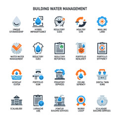 Water Management Icons for Building Services.