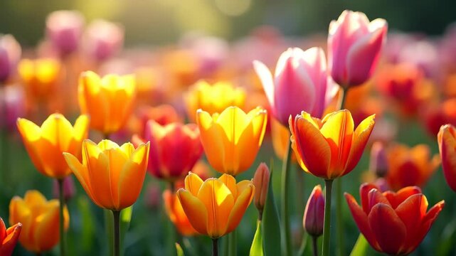 Beautiful flower garden blooming colors, spring flowers variety, botanical beauty, floral arrangement, natural colors, garden landscape