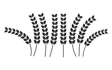 Decorative wheat emblem set &ndash; A versatile wheat emblem set featuring various stylized wheat shapes designed for flexible modern food packaging, organic food products, and natural brand presentations