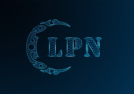 Low poly letter logo LPN design. LPN letter logo low poly vector design on blue color gradient background. LPN logo low poly design