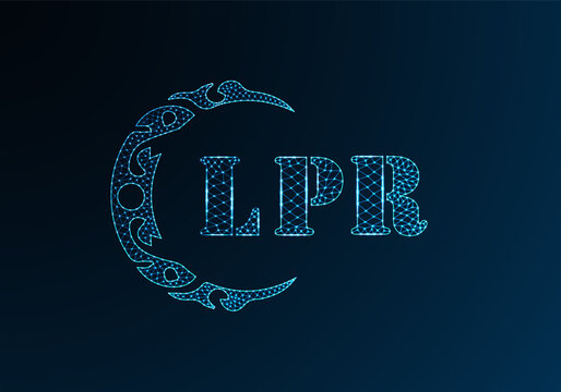 Low poly letter logo LPR design. LPR letter logo low poly vector design on blue color gradient background. LPR logo low poly design