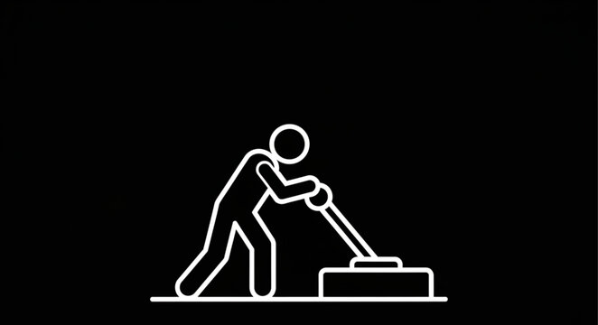 Person operating a lever in a simple line drawing.