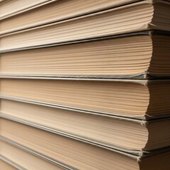 Stacked books with textured pages represent knowledge and literature