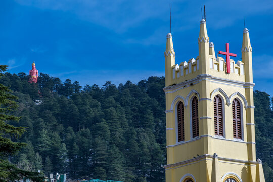 The Christ Church at Shimla India. It was built in1857 to serve the largely Anglican British community in India.