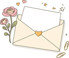 마음을 전하는 편지봉투 이미지로 손편지, 감사 메시지, 고백과 초대 등 감성적인 소통과 따뜻한 분위기의 디자인에 활용하기 좋은 편지 테마 비주얼