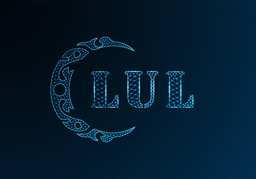 Low poly letter logo LUL design. LUL letter logo low poly vector design on blue color gradient background. LUL logo low poly design