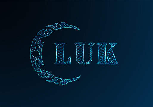 Low poly letter logo LUK design. LUK letter logo low poly vector design on blue color gradient background. LUK logo low poly design