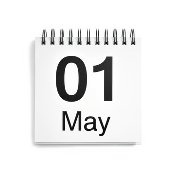 A close-up view of a calendar page showing the date may 1st