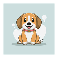 Cute Puppy Illustration: A cheerful puppy sits, radiating joy and friendliness, its playful spirit and endearing look ready to capture your heart. 