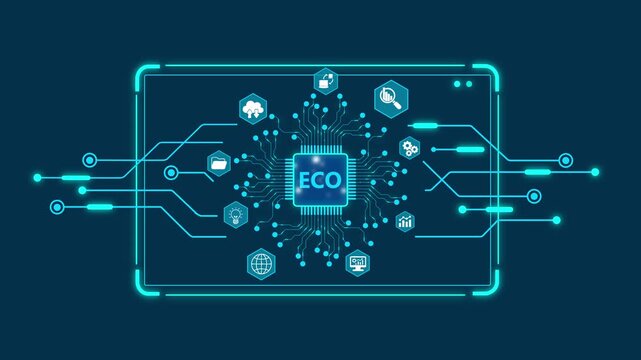 Eco Friendly Technology Concept with Circuit Board and sustainable green tech
