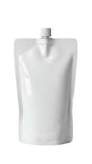 Sealed silver stand-up pouch with a zipper, isolated on transparent background