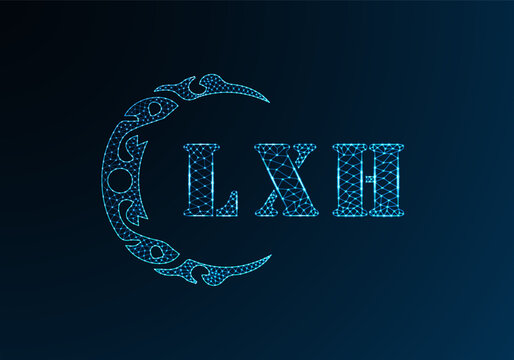 Low poly letter logo LXH design. LXH letter logo low poly vector design on blue color gradient background. LXH logo low poly design