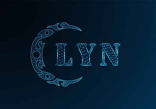 Low poly letter logo LYN design. LYN letter logo low poly vector design on blue color gradient background. LYN logo low poly design